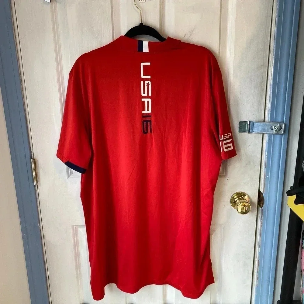 RLX Ralph Lauren Rider Cup 2016 USA Polo Red Shirt Men Size XL Sport Stretchy
